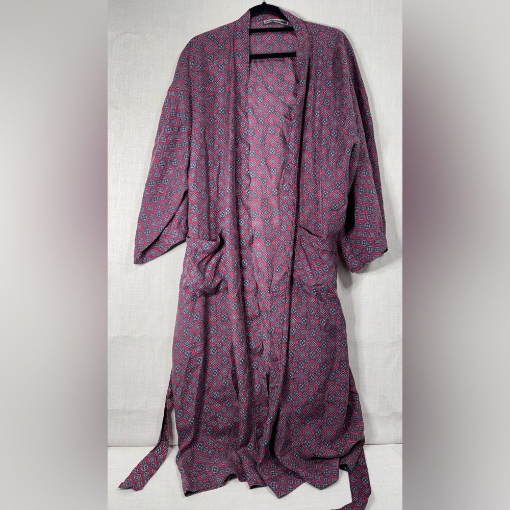 Vintage Perry Ellis Patterned Kimono-Style Shirt Robe , Kimono